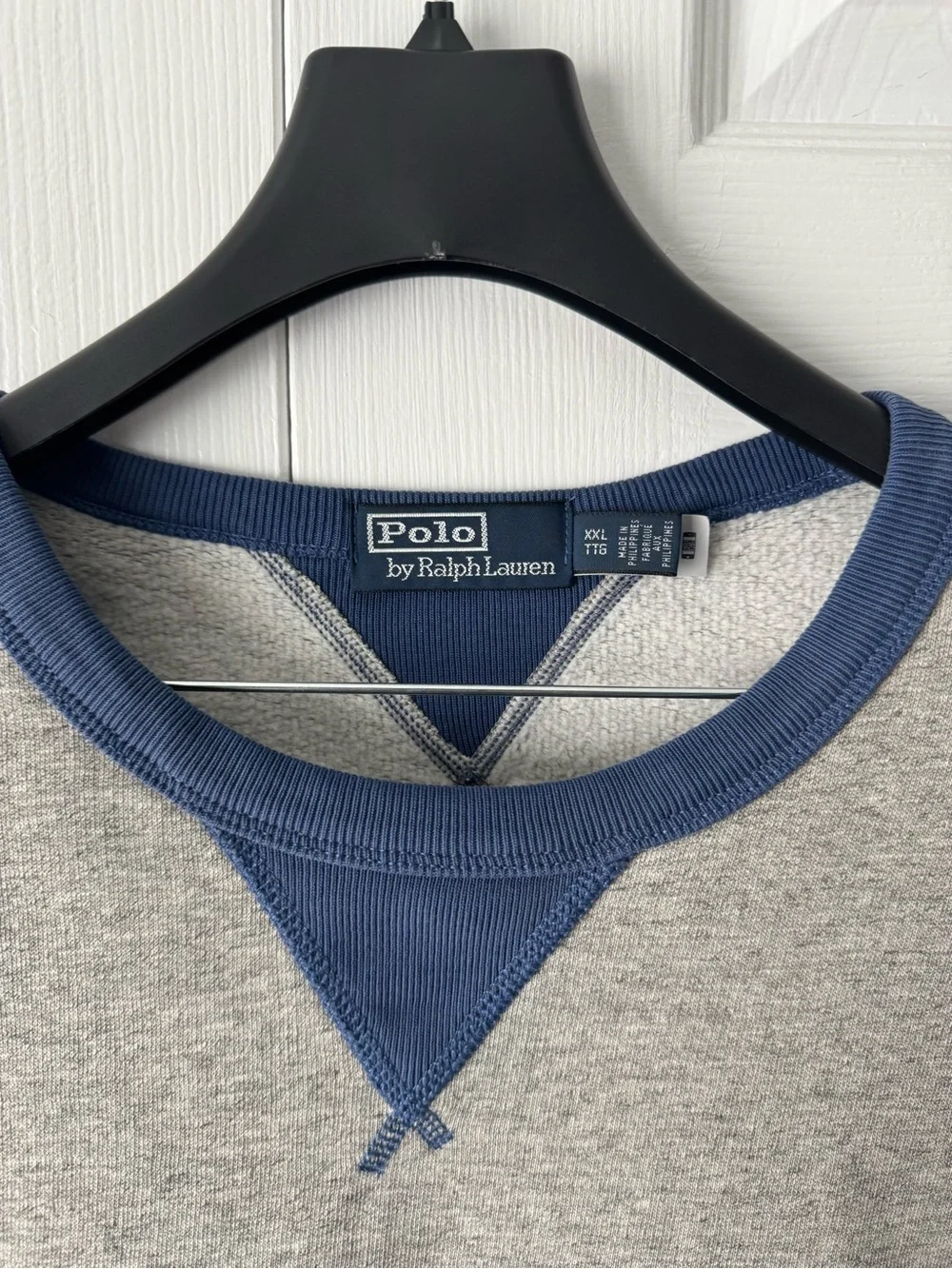 Polo Ralph Lauren Grey Navy Blue Crewneck Sweatshirt Collegiate Athletics XXL